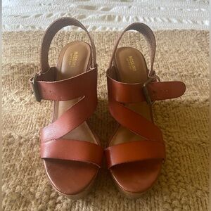 Mossimo Supply Co. Rust Brown Leather Wedge Sandals